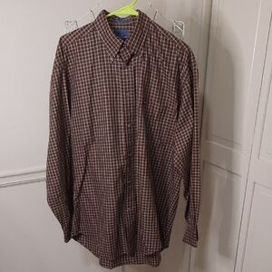 Faconnable Men's Brown Plaid Button Down Shirt